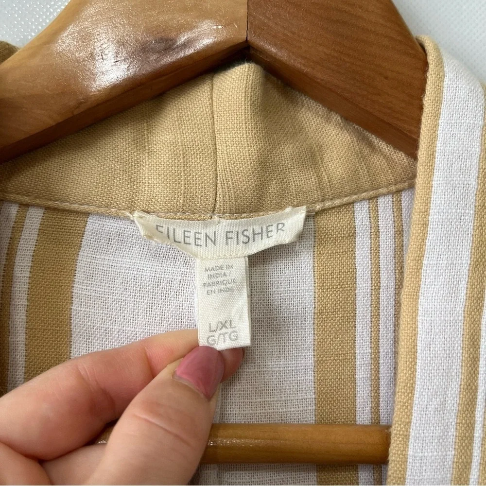 Eileen Fisher Reed White Stripe Kimono Duster Robe Coat